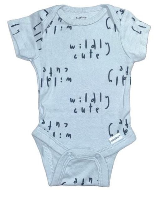 Gerber Onesies Baby Wildly Cute Bodysuit Blue Short Sleeved Newborn 2