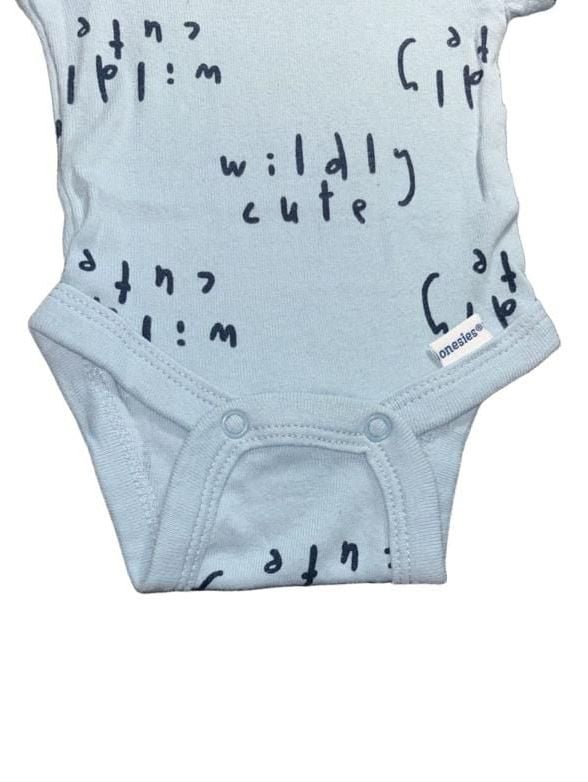 Gerber Onesies Baby Wildly Cute Bodysuit Blue Short Sleeved Newborn 4