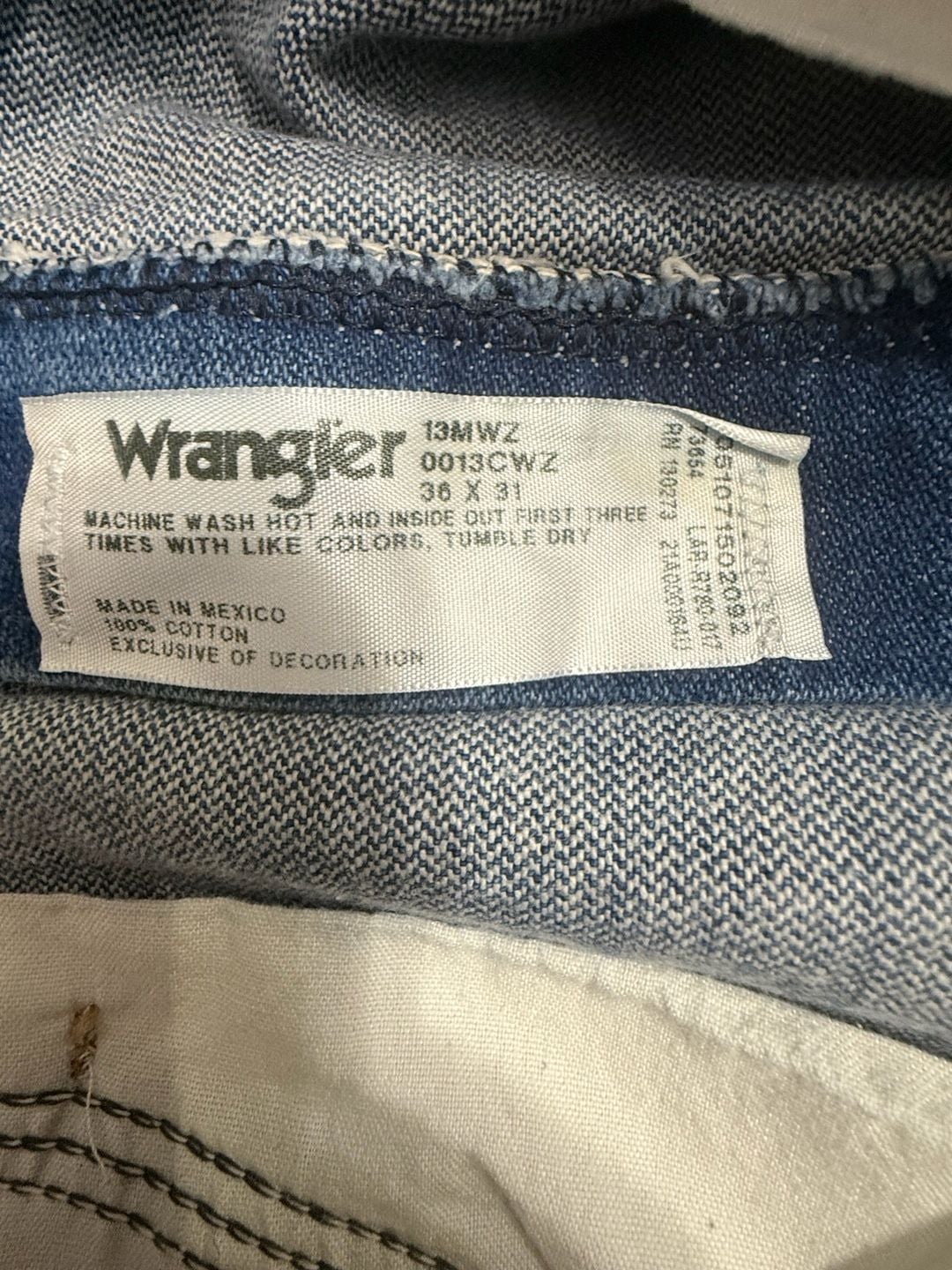 Wrangler Cowboy Cut Jeans Mens 13MWZ 38x31 Blue Heavyweight 100% Cotton 4