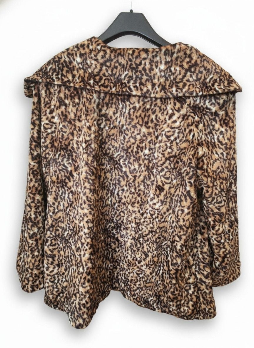 Dennis Basso Faux Fur Leopard Print Jacket Size S 3