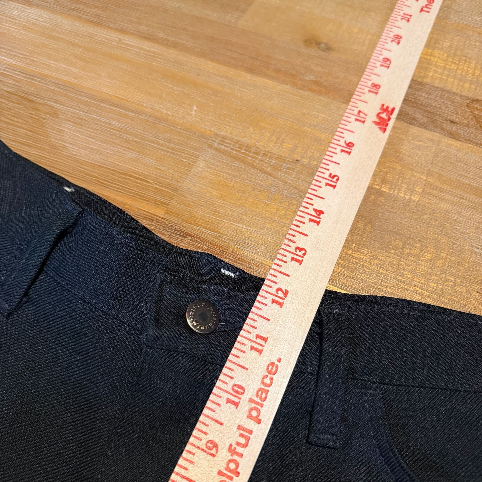 Vintage Wrangler Wrancher Dress Jeans Mens 36x30 Black Polyester Made in USA Vtg 7
