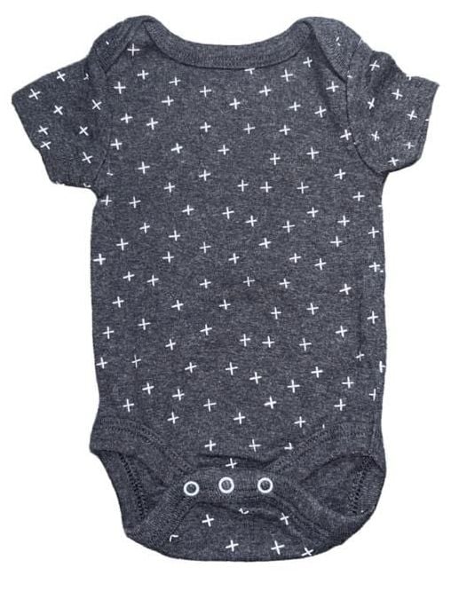 Cloud Island Baby Short Sleeve Bodysuit Gray Cross Print Newborn 2