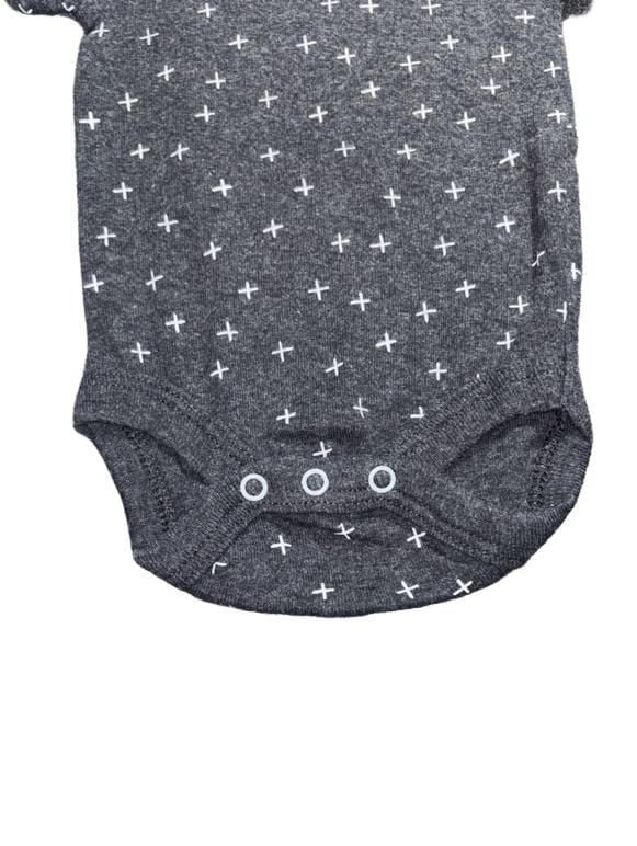 Cloud Island Baby Short Sleeve Bodysuit Gray Cross Print Newborn 5
