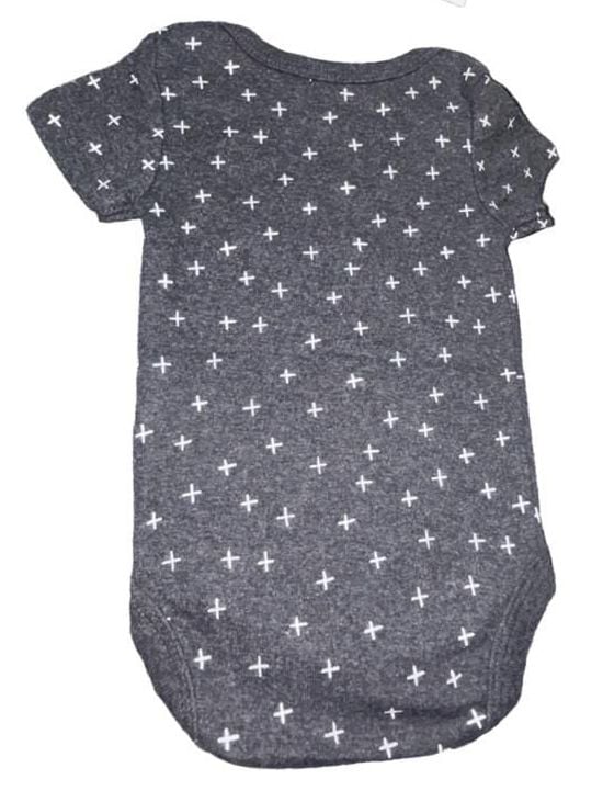 Cloud Island Baby Short Sleeve Bodysuit Gray Cross Print Newborn 9