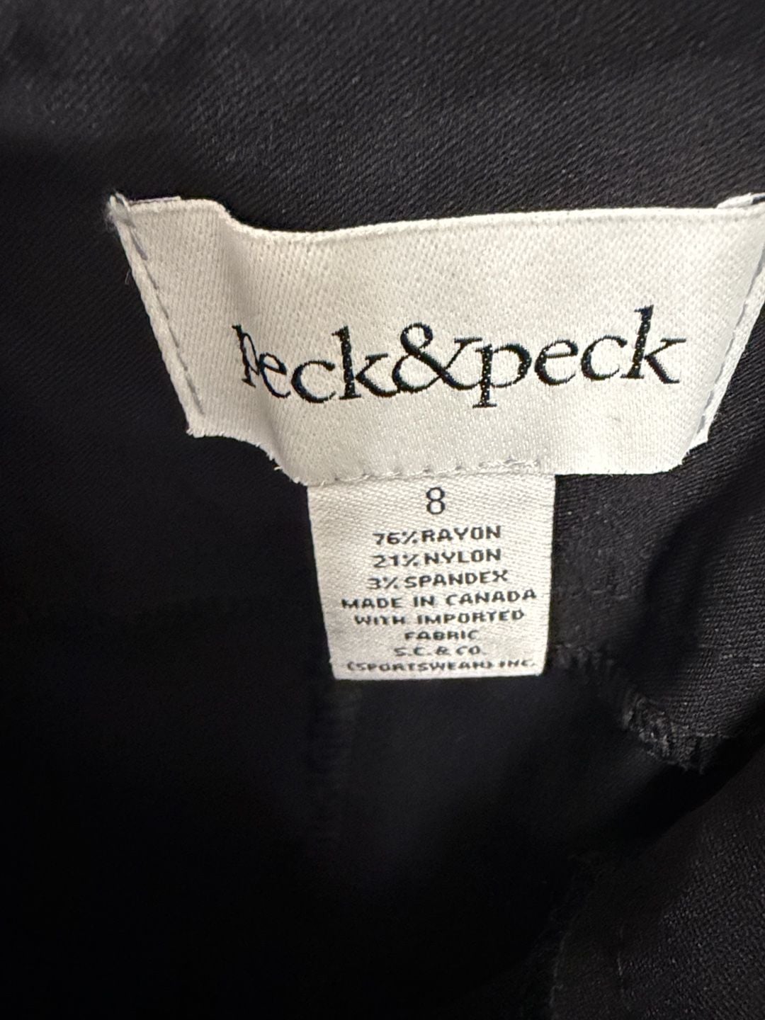 Peck & Peck Women's Black Pull On Stretch Pants Size 8 Rayon Blend Trousers 3