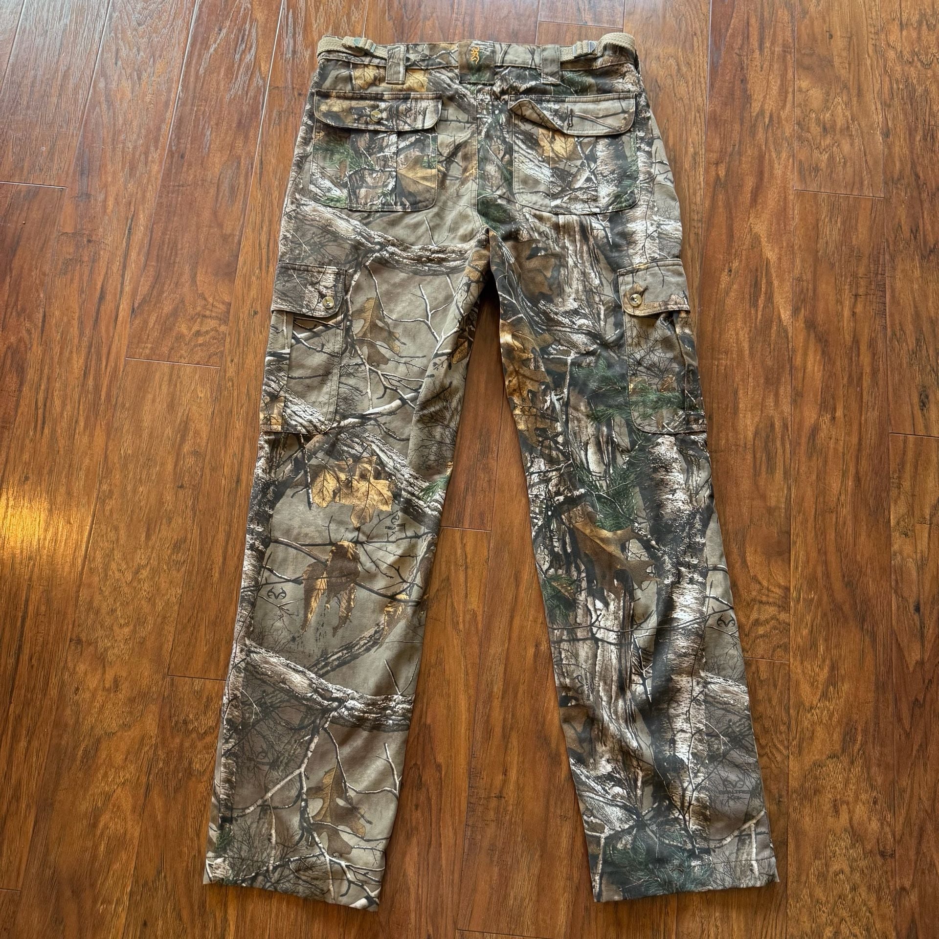 Browning Mens Medium Realtree Camo Cargo Hunting Pants Adjustable Hem Treebark 3