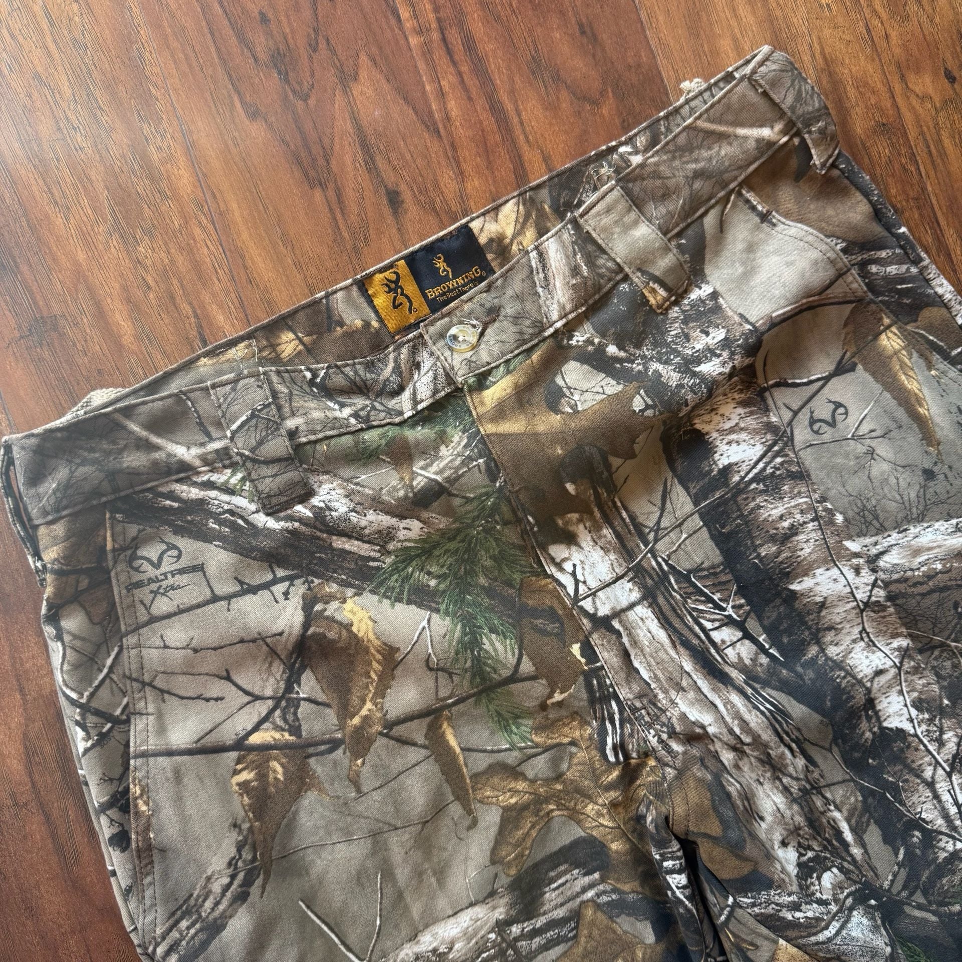 Browning Mens Medium Realtree Camo Cargo Hunting Pants Adjustable Hem Treebark 5