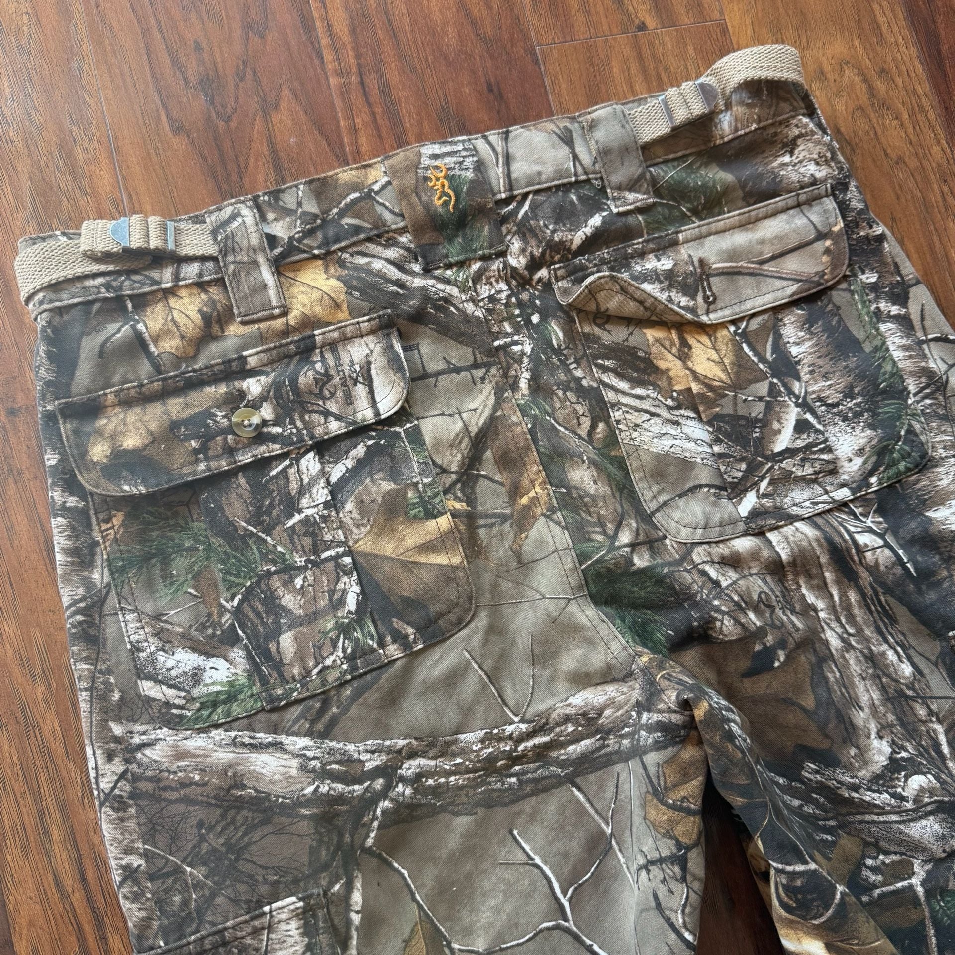 Browning Mens Medium Realtree Camo Cargo Hunting Pants Adjustable Hem Treebark 6