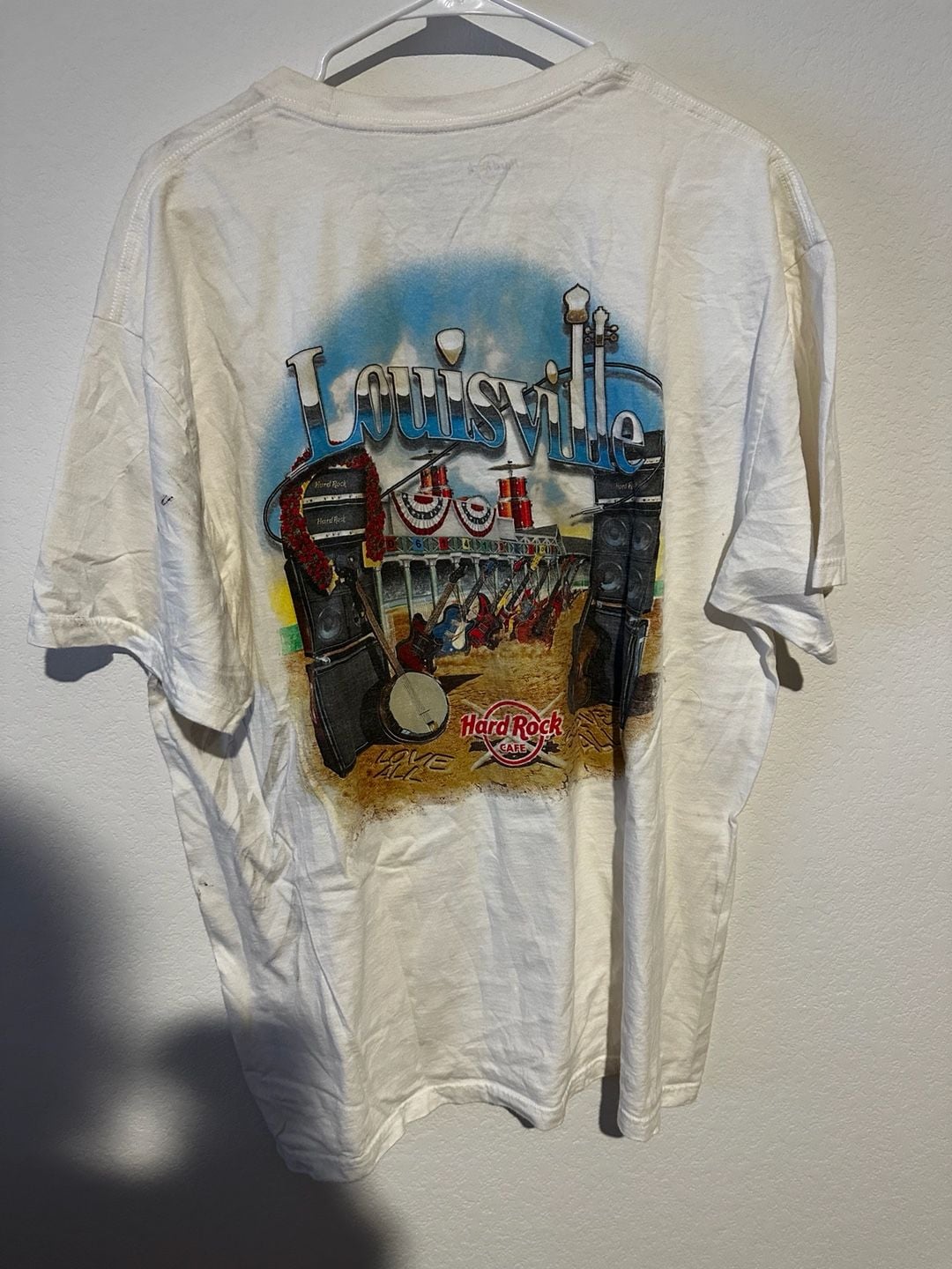 Hard Rock Cafe Louisville T-Shirt Size XL White Graphic 2