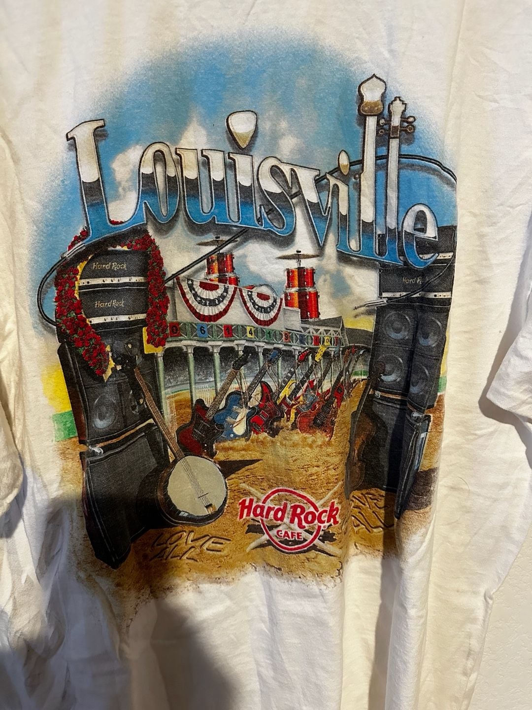 Hard Rock Cafe Louisville T-Shirt Size XL White Graphic 3