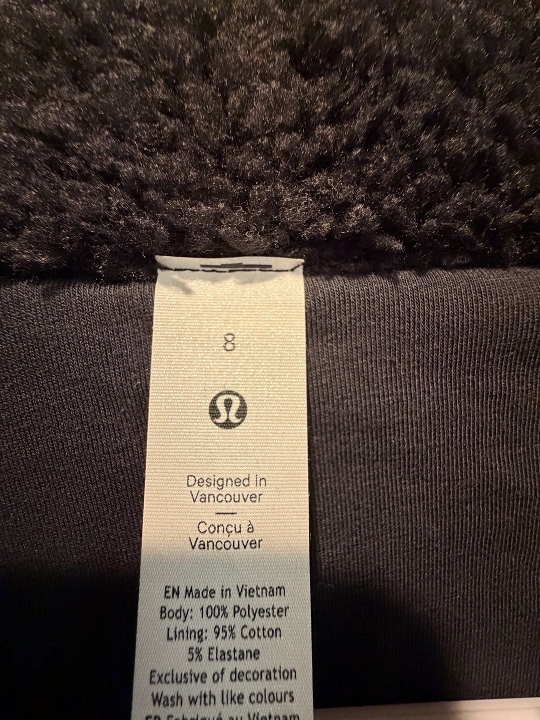 Lululemon Fleece Jacket Size 8 Black Sherpa Cropped Button Up 3