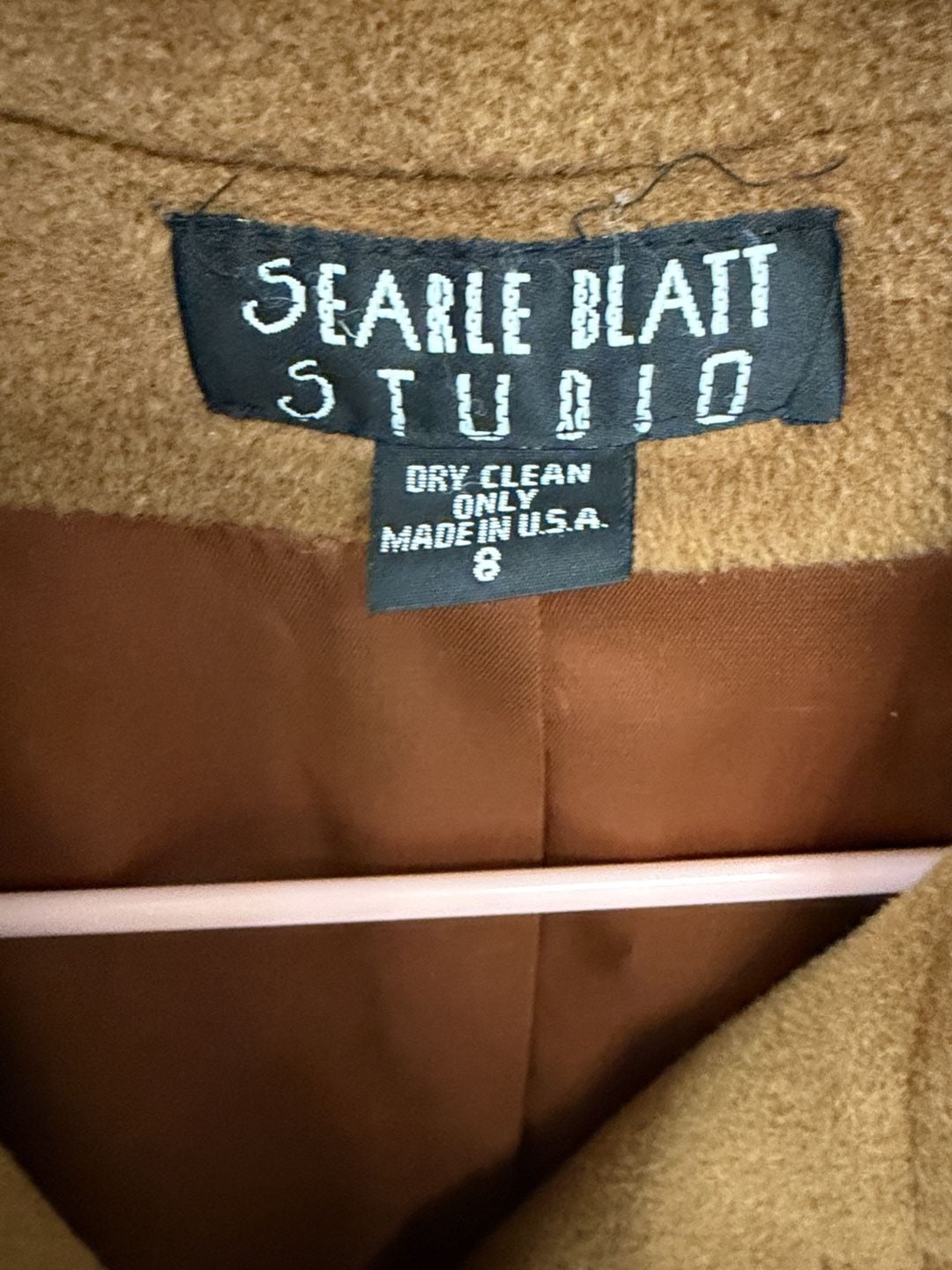 Searle Blatt Studio Double Breasted Wool Coat Size 8 Camel Tan Vintage 3