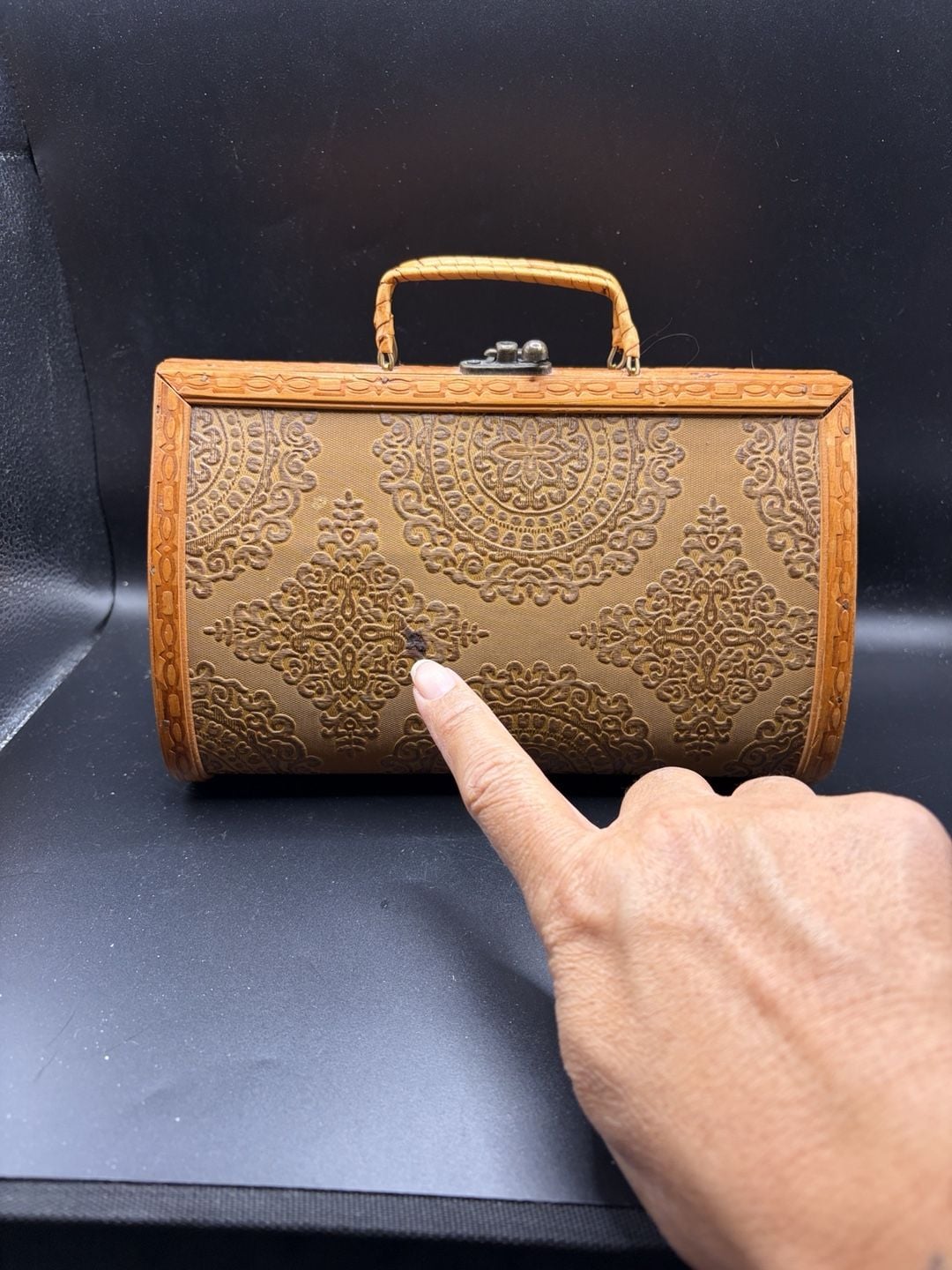 Vintage Wood Hand Bag Mandala Design Circa 70's - , 10