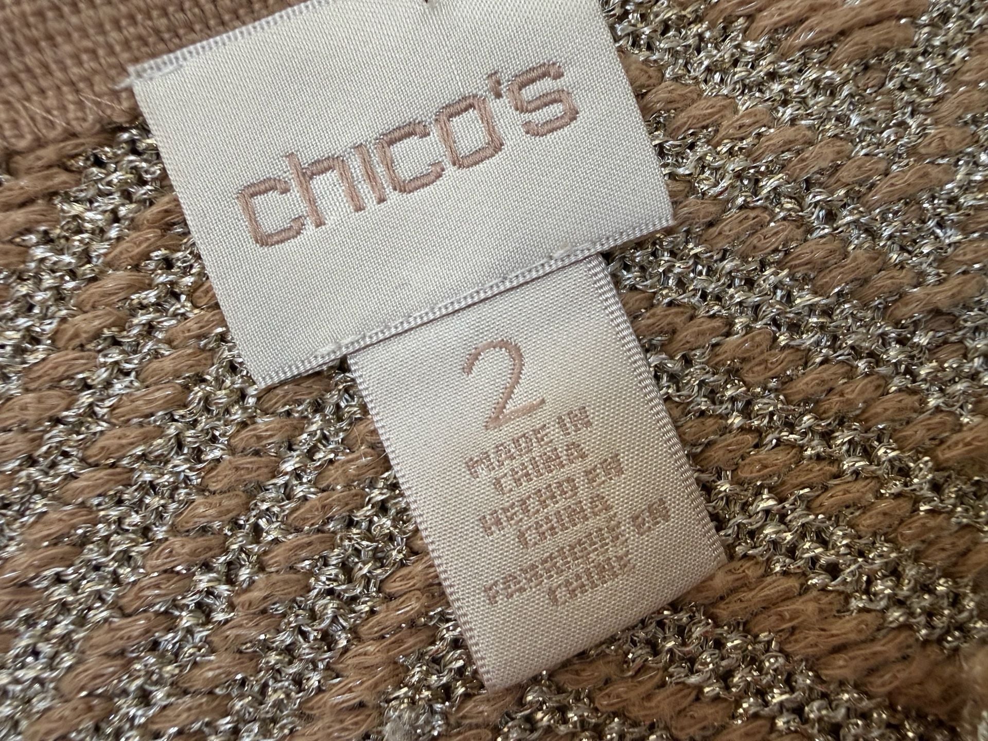 Chico's Metallic Sweater Size 2 Bronze Gold Long Sleeve 1