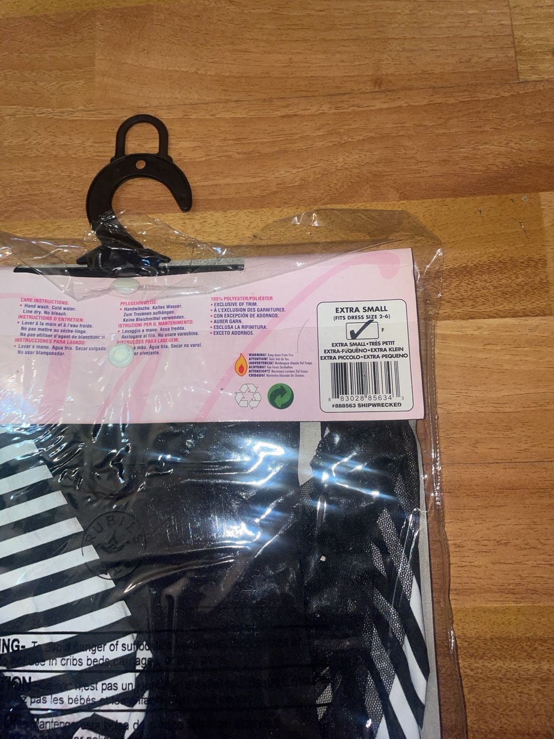 Secret Wishes Shipwrecked Pirate Costume Extra Small XS Black White 6