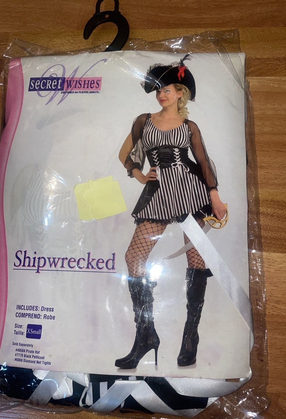 Secret Wishes Shipwrecked Pirate Costume Extra Small XS Black White 3