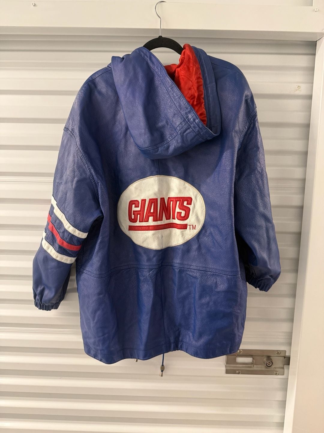 Carl Banks New York Giants Leather Hooded Jacket Size XL 4