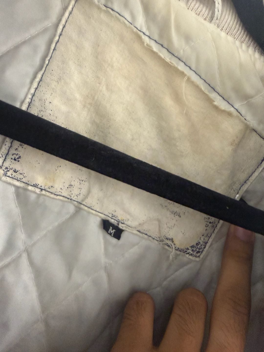 Troop Vintage Leather Bomber Jacket White Black 4