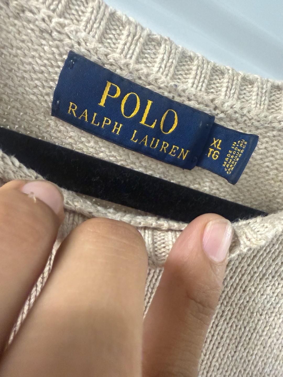 Polo Ralph Lauren Sweater Size XL Tan Crewneck Cotton 3