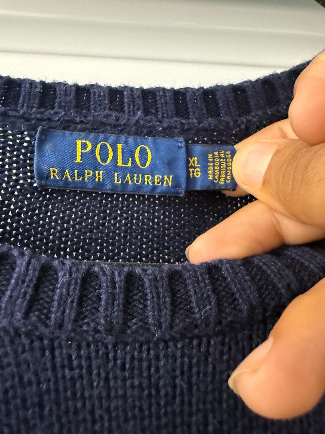 Polo Ralph Lauren Cotton Sweater Size XL Navy Blue Crewneck 3