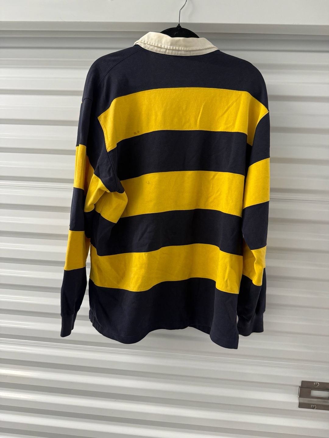 Polo By Ralph Lauren Rugby Shirt Size M Navy Yellow Striped Long Sleeve 4