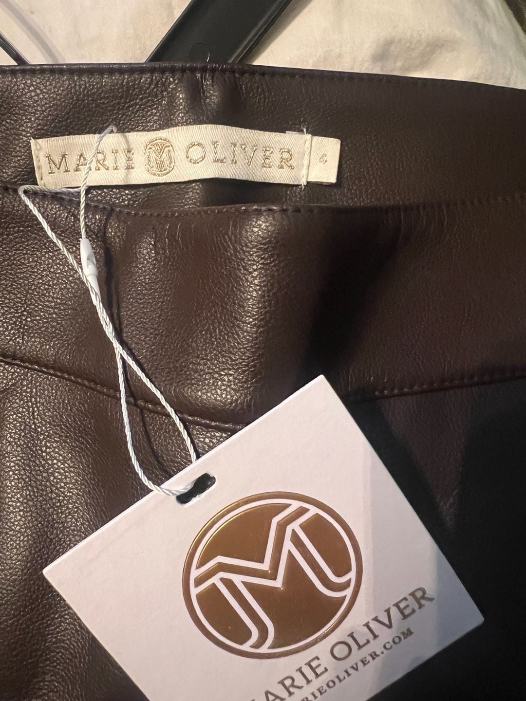 NWT Marie Oliver Brown Leather Shorts Size 4 3