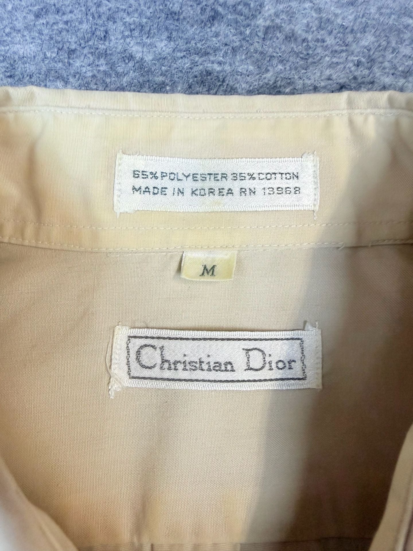 Christian Dior Short Sleeve Button Up Shirt Size M Tan 4