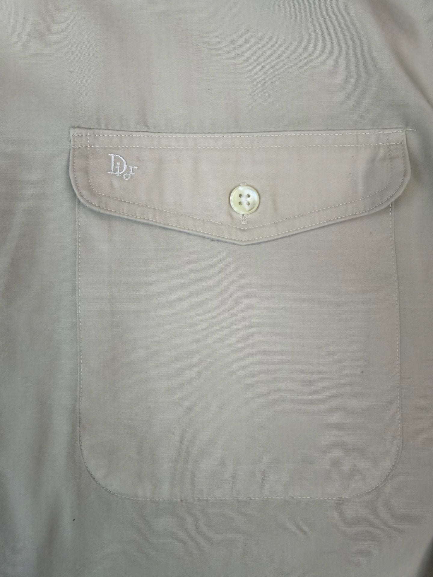 Christian Dior Short Sleeve Button Up Shirt Size M Tan 6