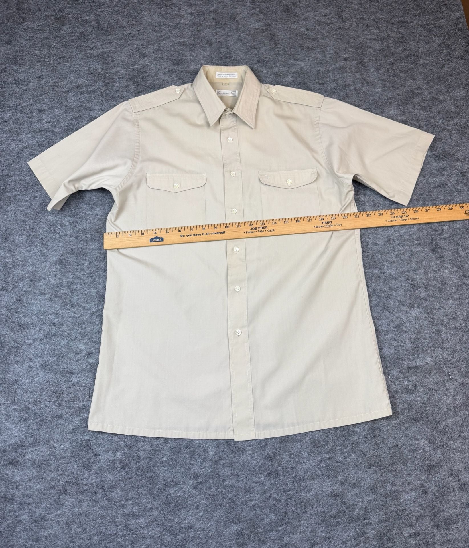 Christian Dior Short Sleeve Button Up Shirt Size M Tan 7