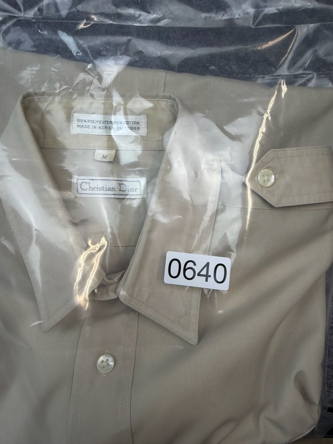 Christian Dior Short Sleeve Button Up Shirt Size M Tan 9