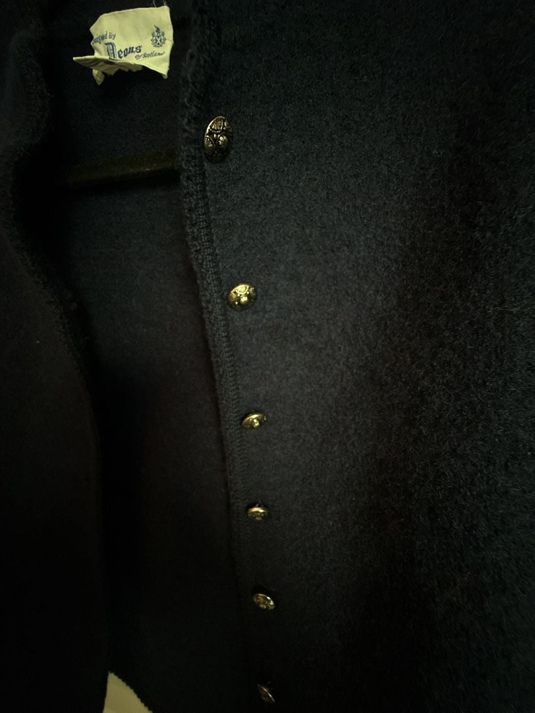 Deans of Scotland Cardigan Size L Navy Blue Wool Button Front Sweater Jacket 5