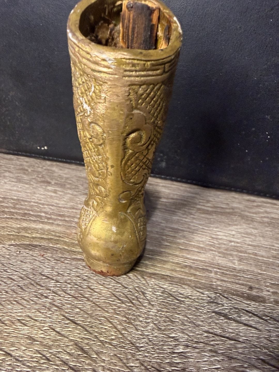 Vintage Ornate Brass Boot Match Holder 5