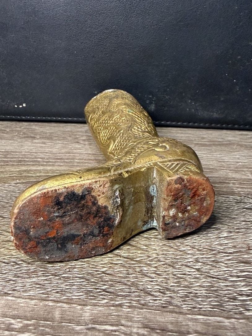 Vintage Ornate Brass Boot Match Holder 4