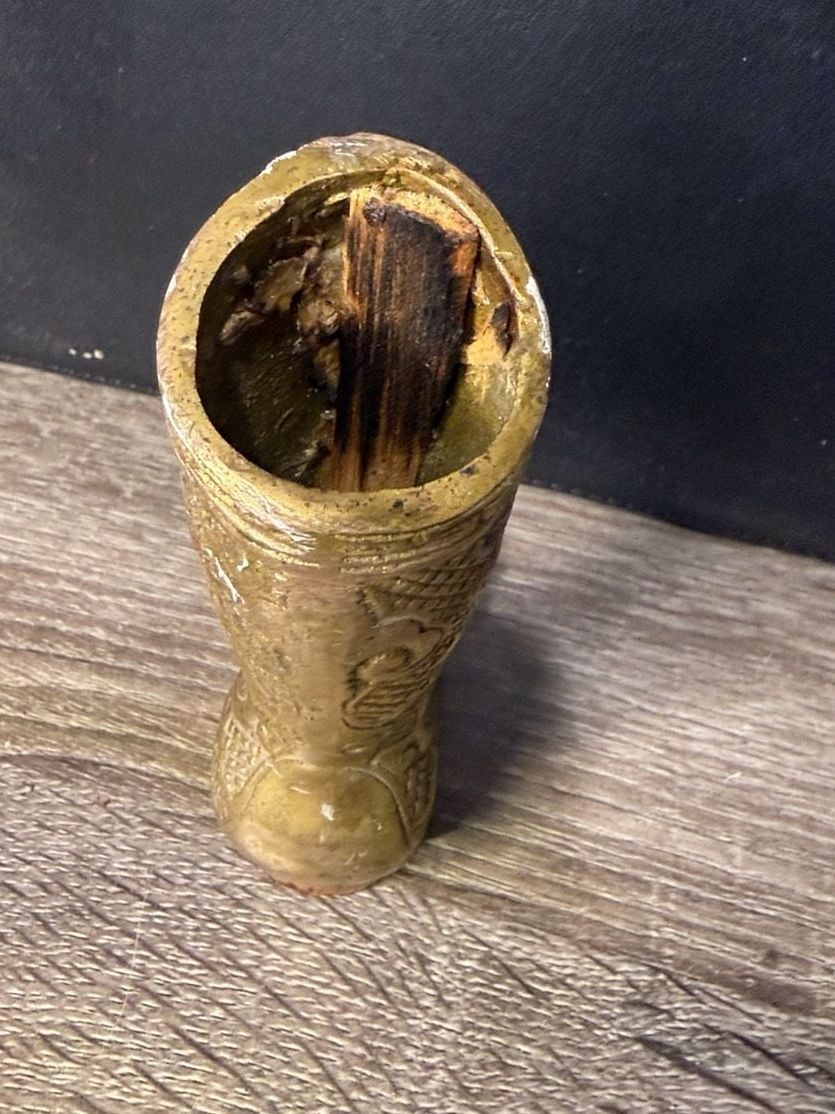 Vintage Ornate Brass Boot Match Holder 6