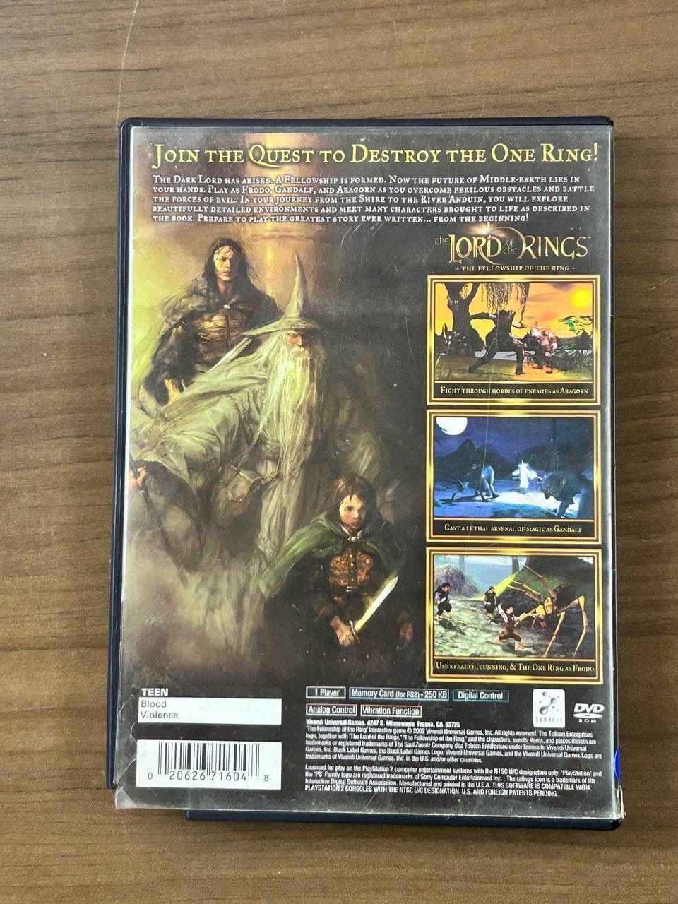 Lord of the Rings The Fellowship of the Ring PS2 PlayStation 2 2002 Game 3