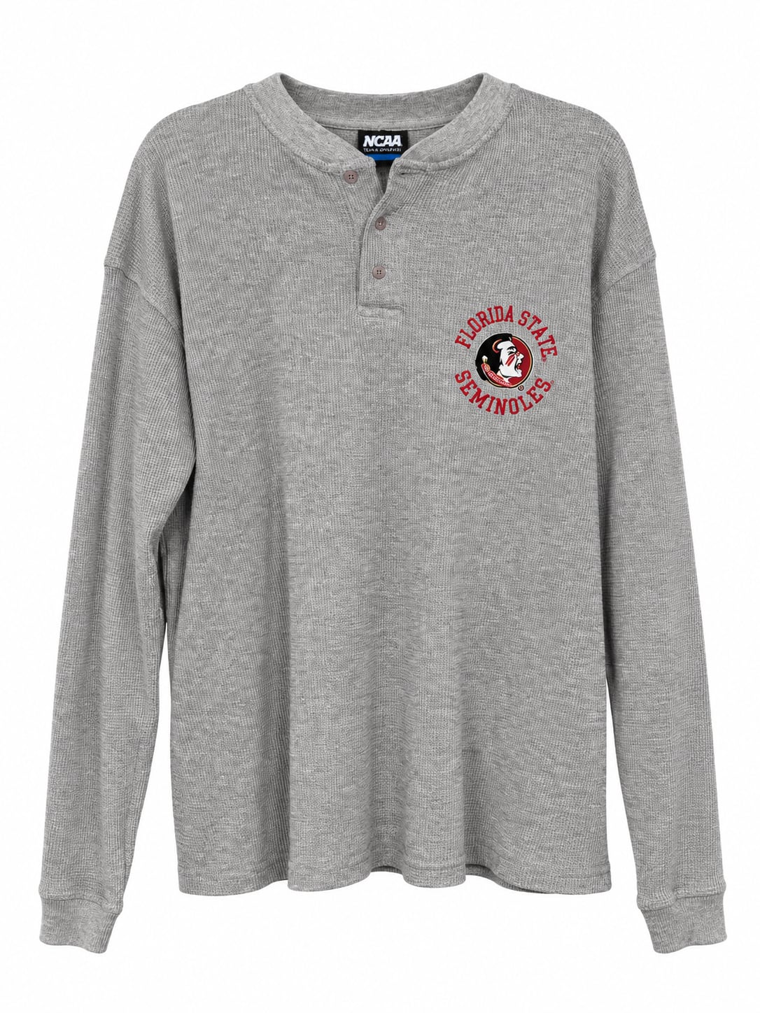 NCAA Florida State Seminoles Henley Size XL Gray Thermal Long Sleeve Shirt 2