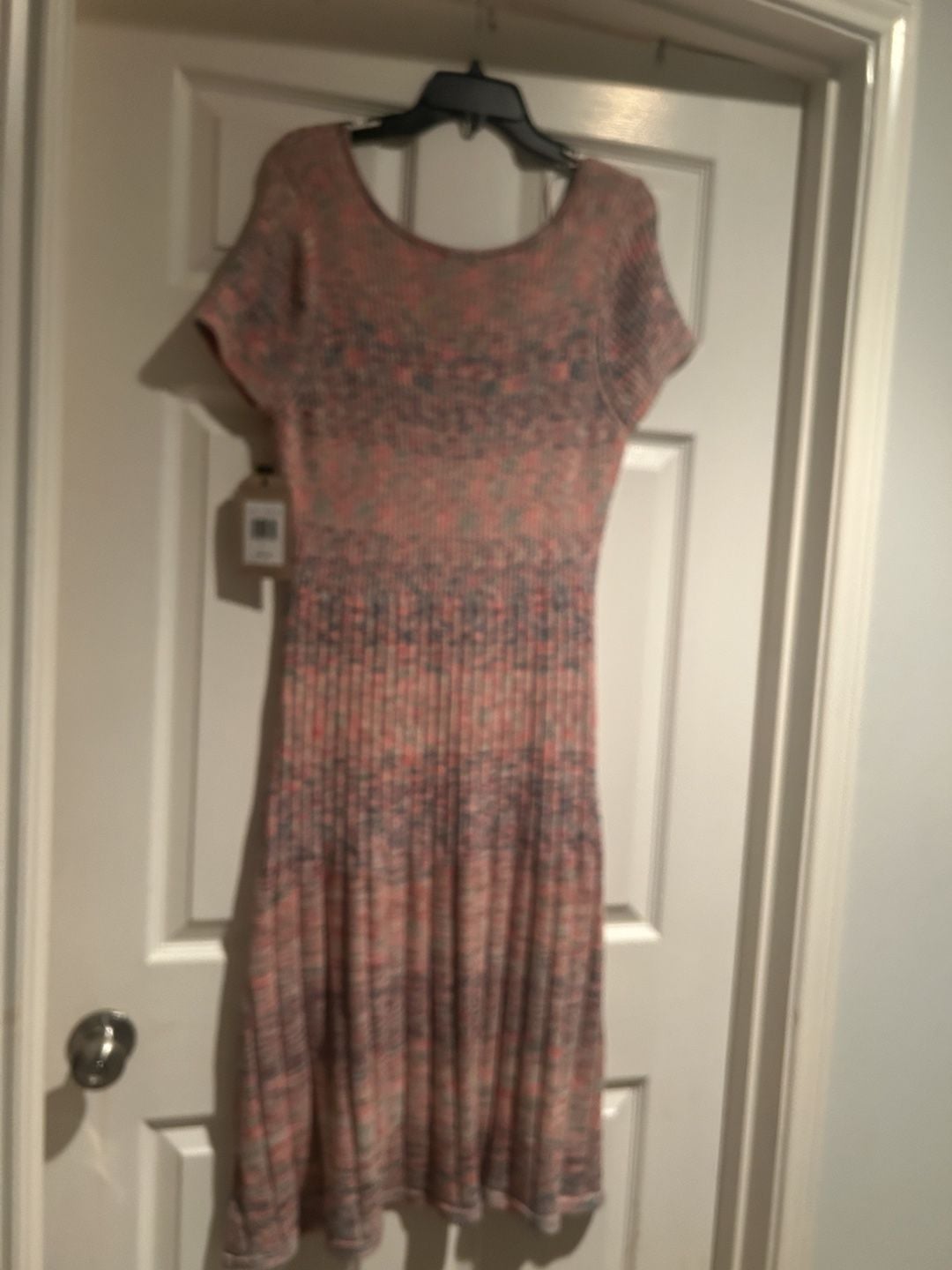 Frye Knit Sweater Dress Size L Coral Pink Combo 5