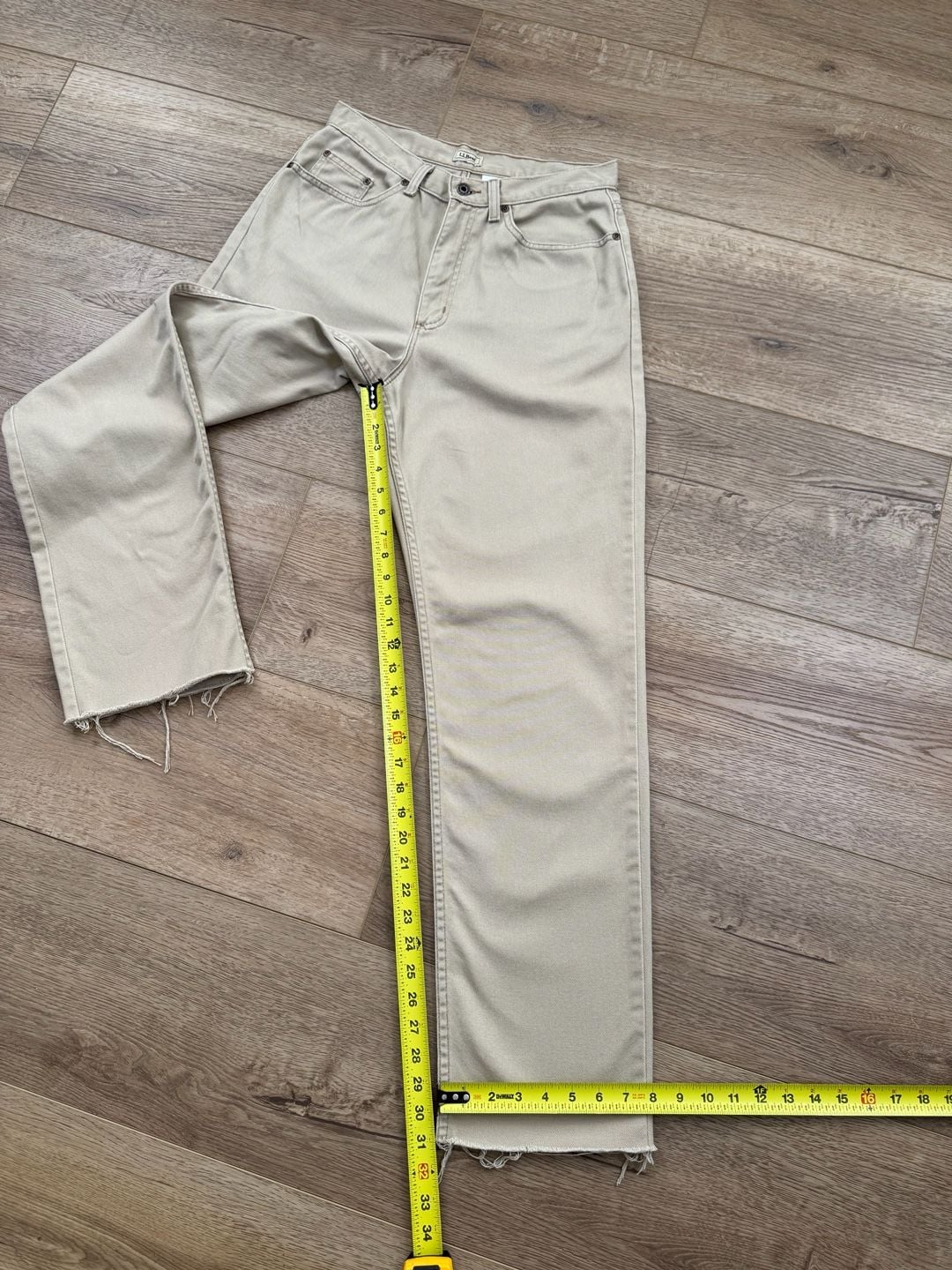 L.L.Bean Women’s Straight Leg Jeans Tan 100% Cotton Raw Hem Size 10T 8