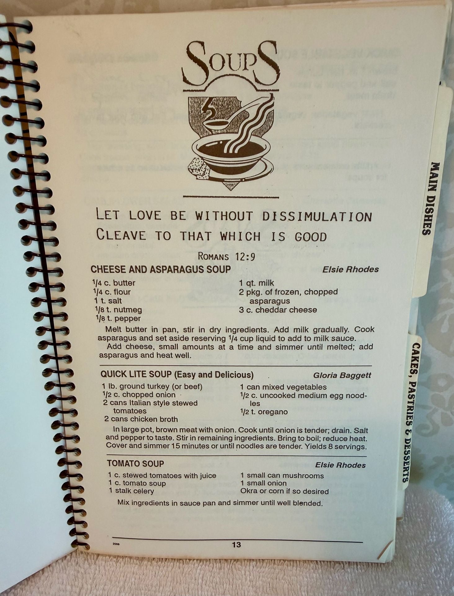 Vintage 1990 Not By Bread Alone Church Cookbook – Pensacola FL – Spiral Bound 8