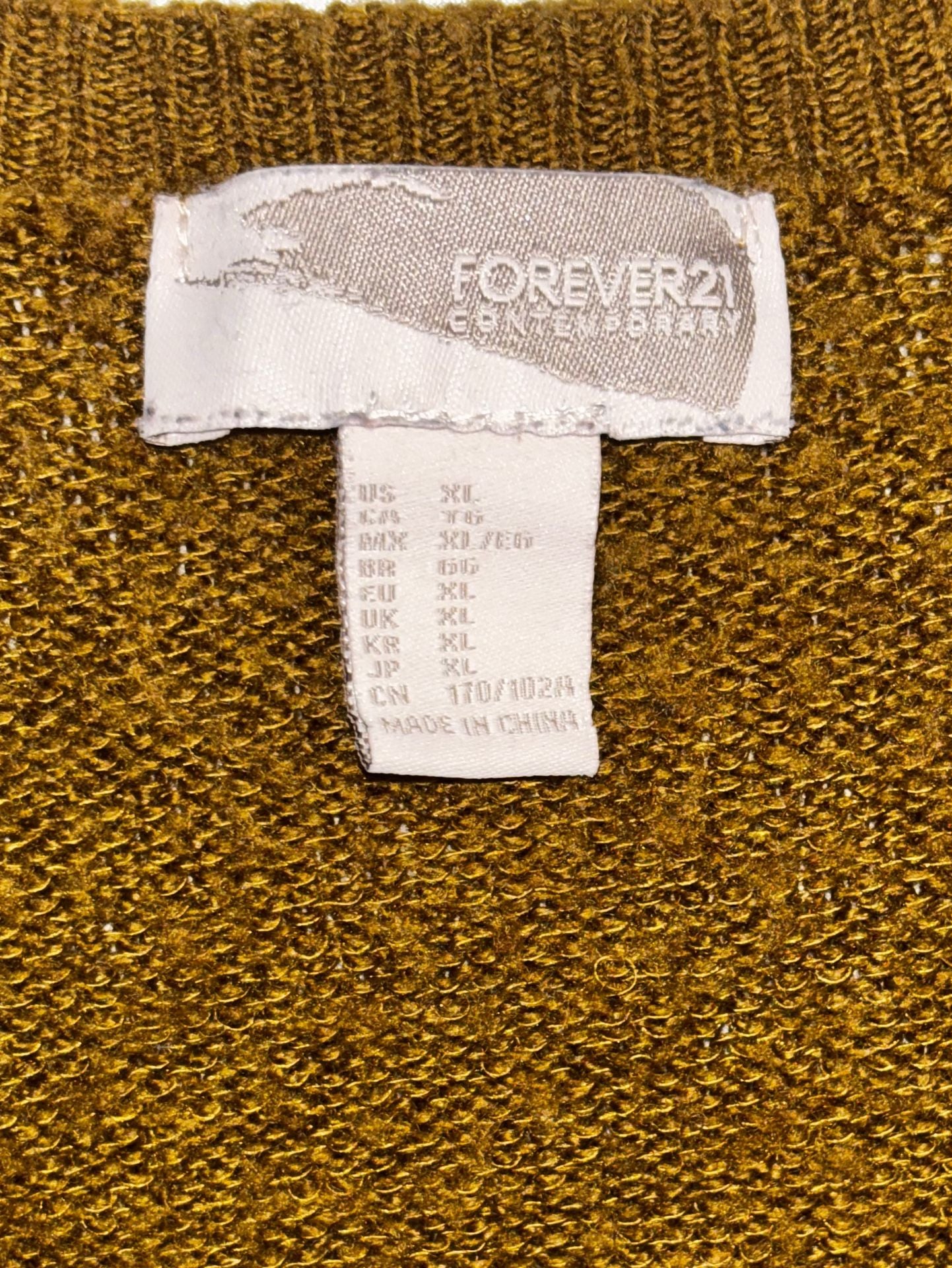 Forever 21 Cardigan Sweater Size XL Mustard Open Front Pockets 4