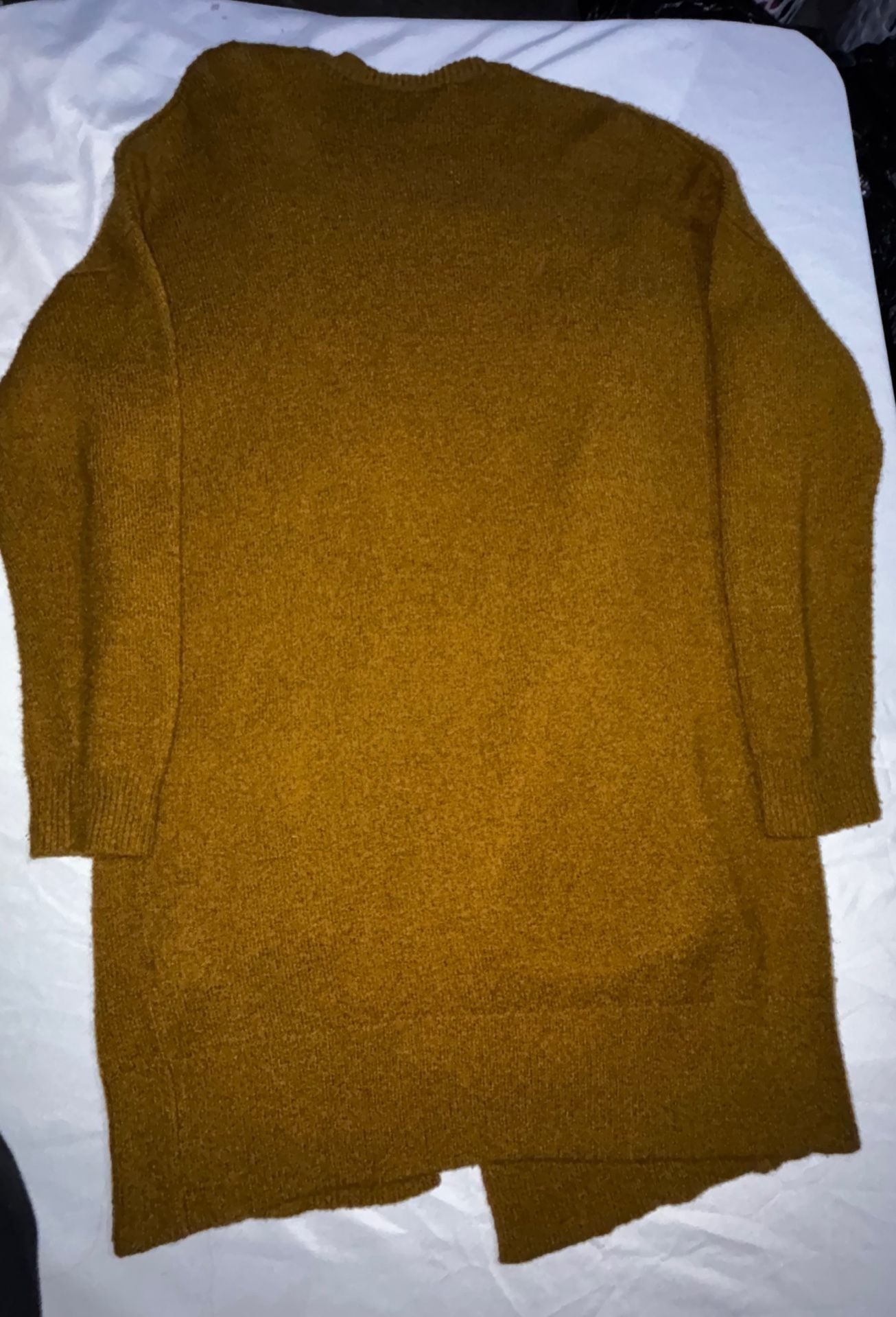 Forever 21 Cardigan Sweater Size XL Mustard Open Front Pockets 5