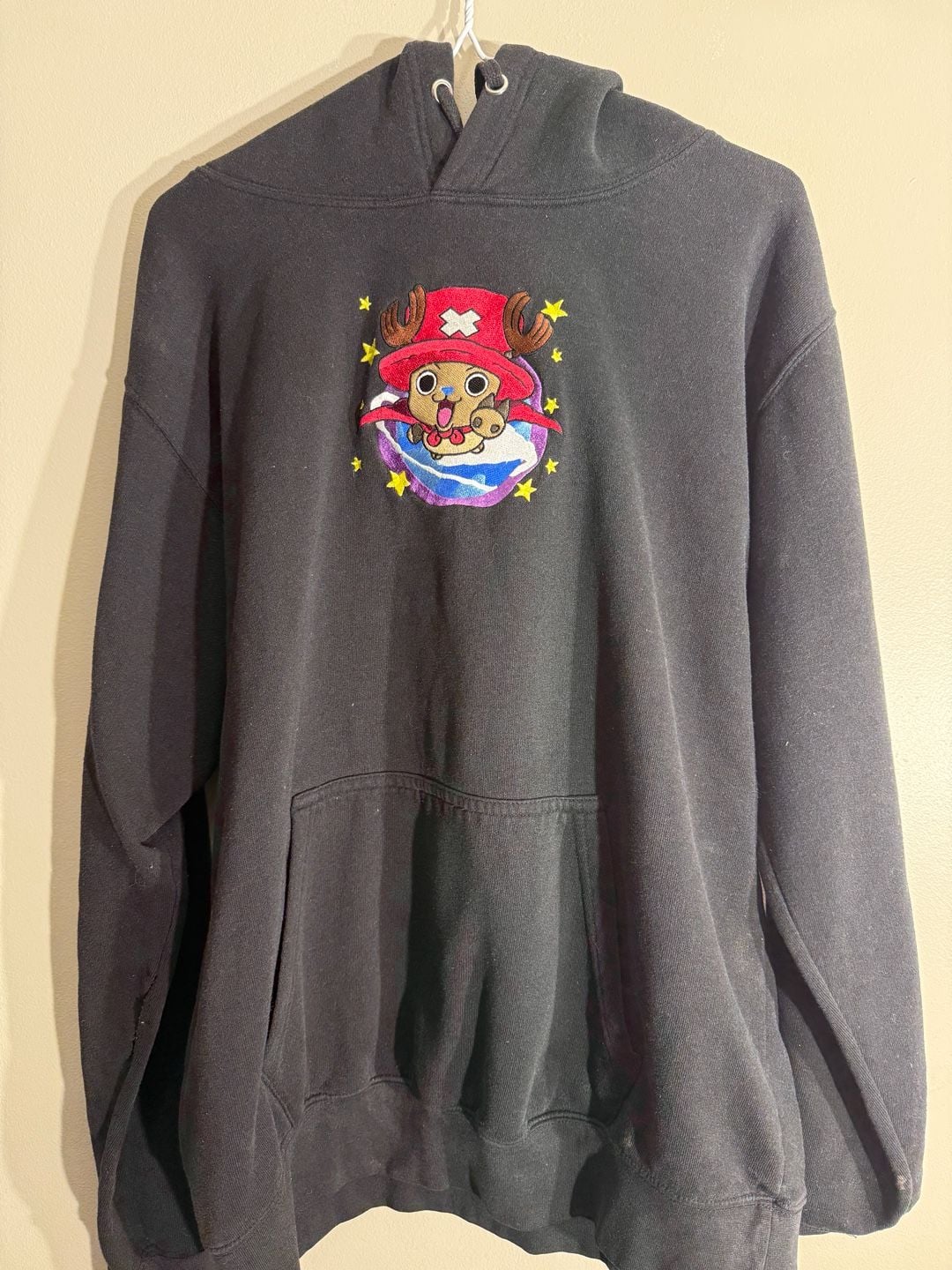 HTS One Piece Tony Tony Chopper Embroidered Hoodie Size L Black 2