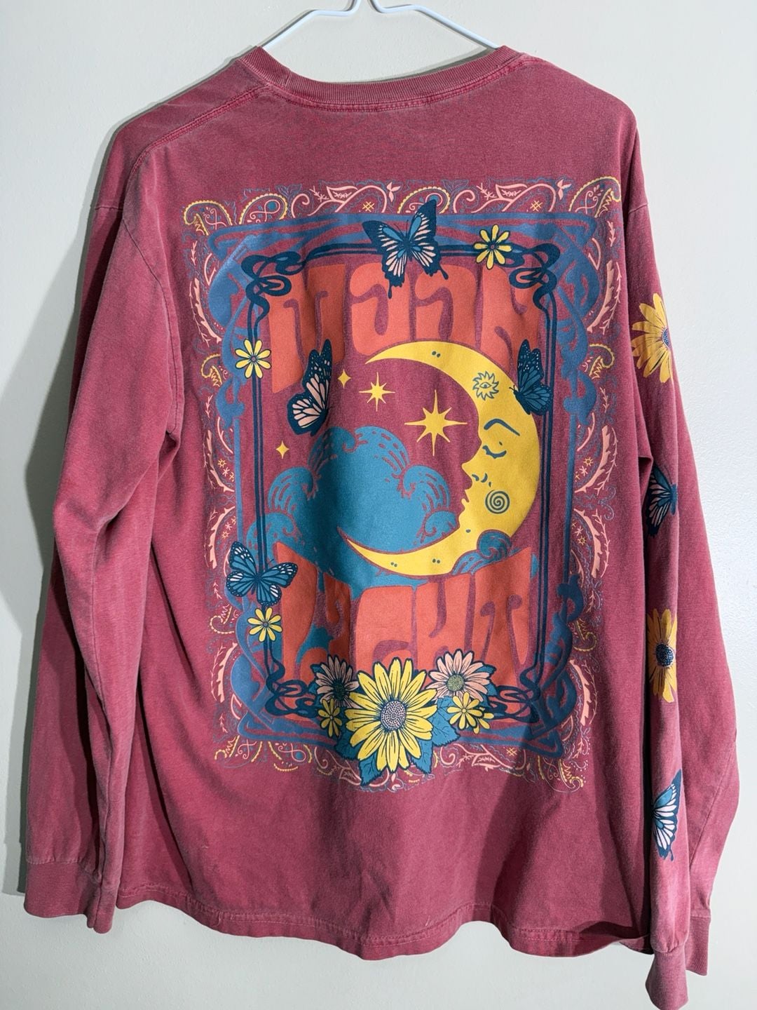 Obsessive Love Sunset Sun Moon Long Sleeve T-Shirt Size M Red 4