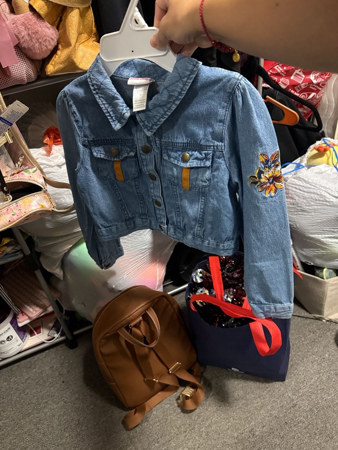 Limited Too Denim Jacket Size 10 Embroidered Floral 2
