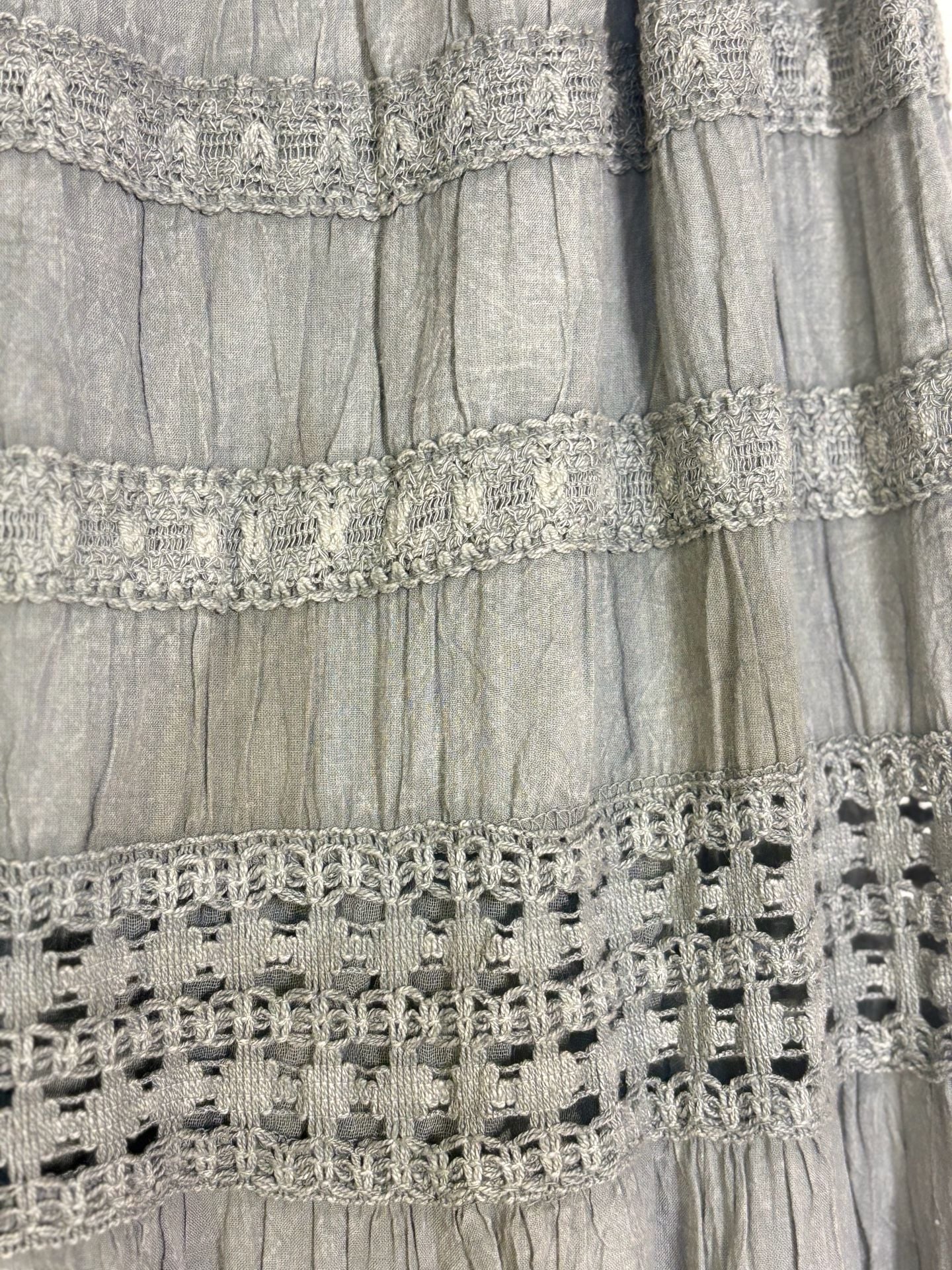 Unbranded Cotton Tiered Maxi Skirt Size L Gray Green Boho Peasant 7