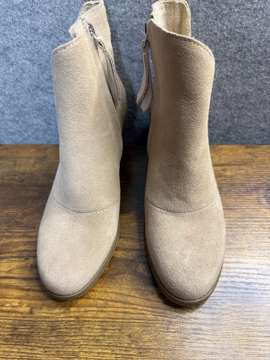 Toms Suede Wedge Ankle Boots Tan 3