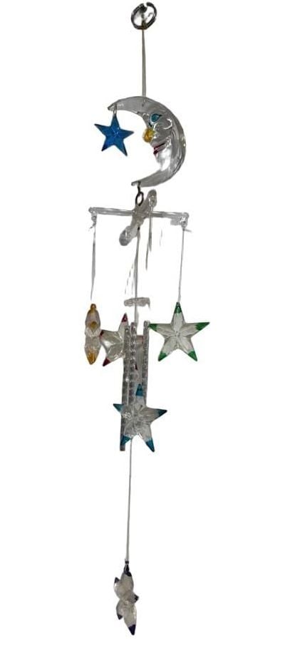 Glass Moon And Stars Wind Chime 1
