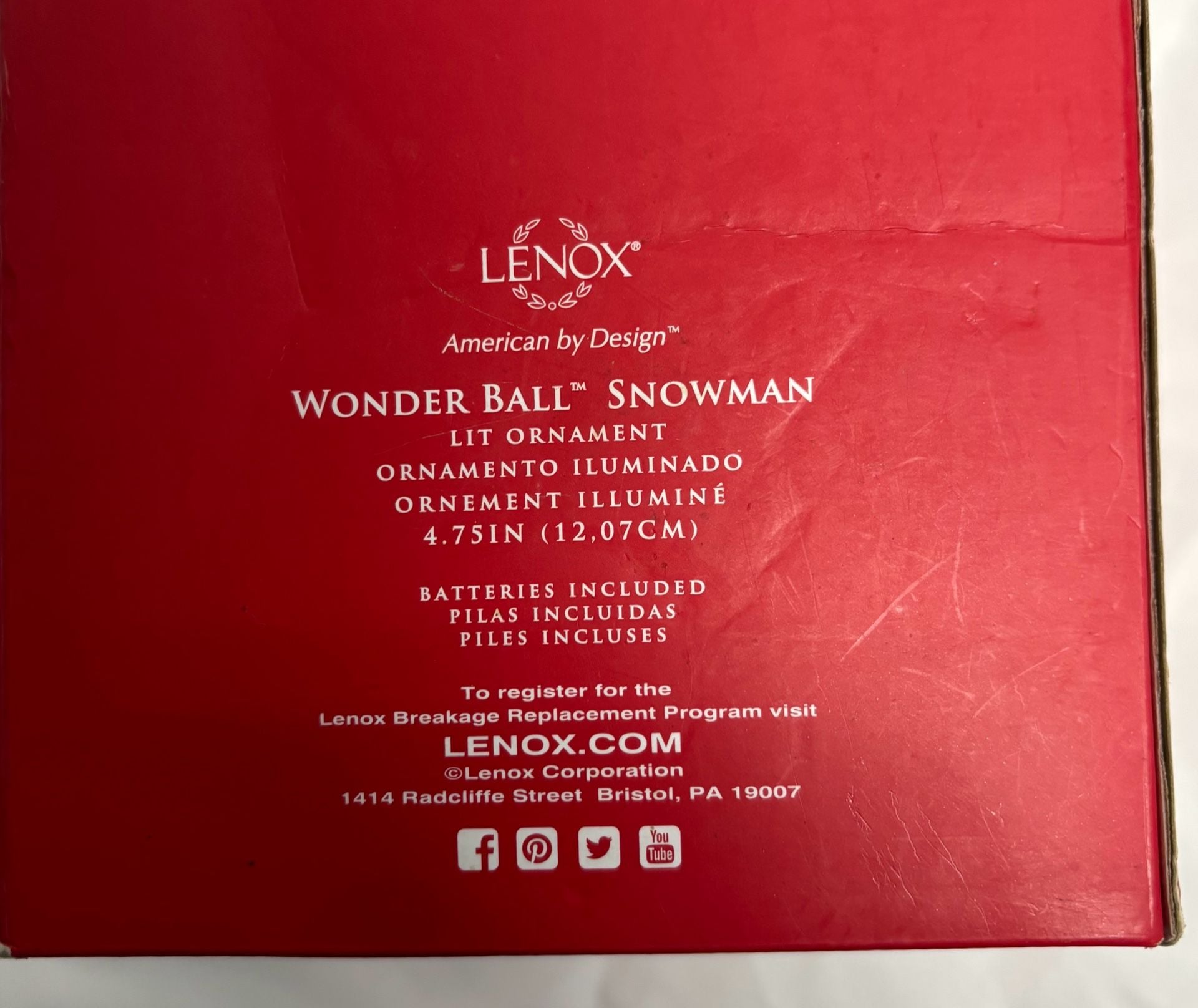 Lenox Wonder Ball Snowman Lit Ornament 4.75 In New 2