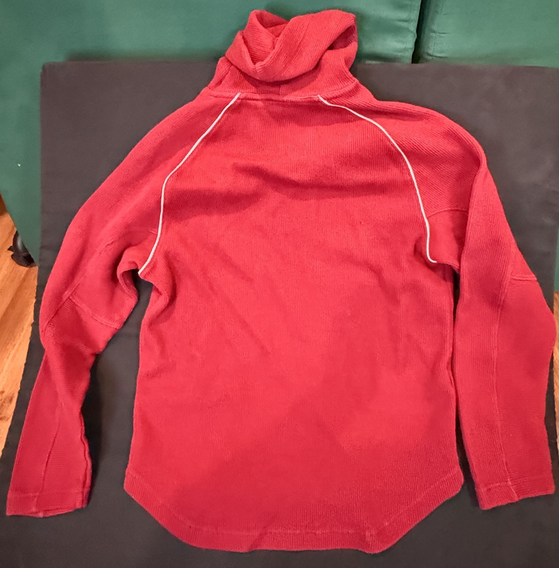Nike Vintage Ribbed Hoodie Size L Red White Piping 4