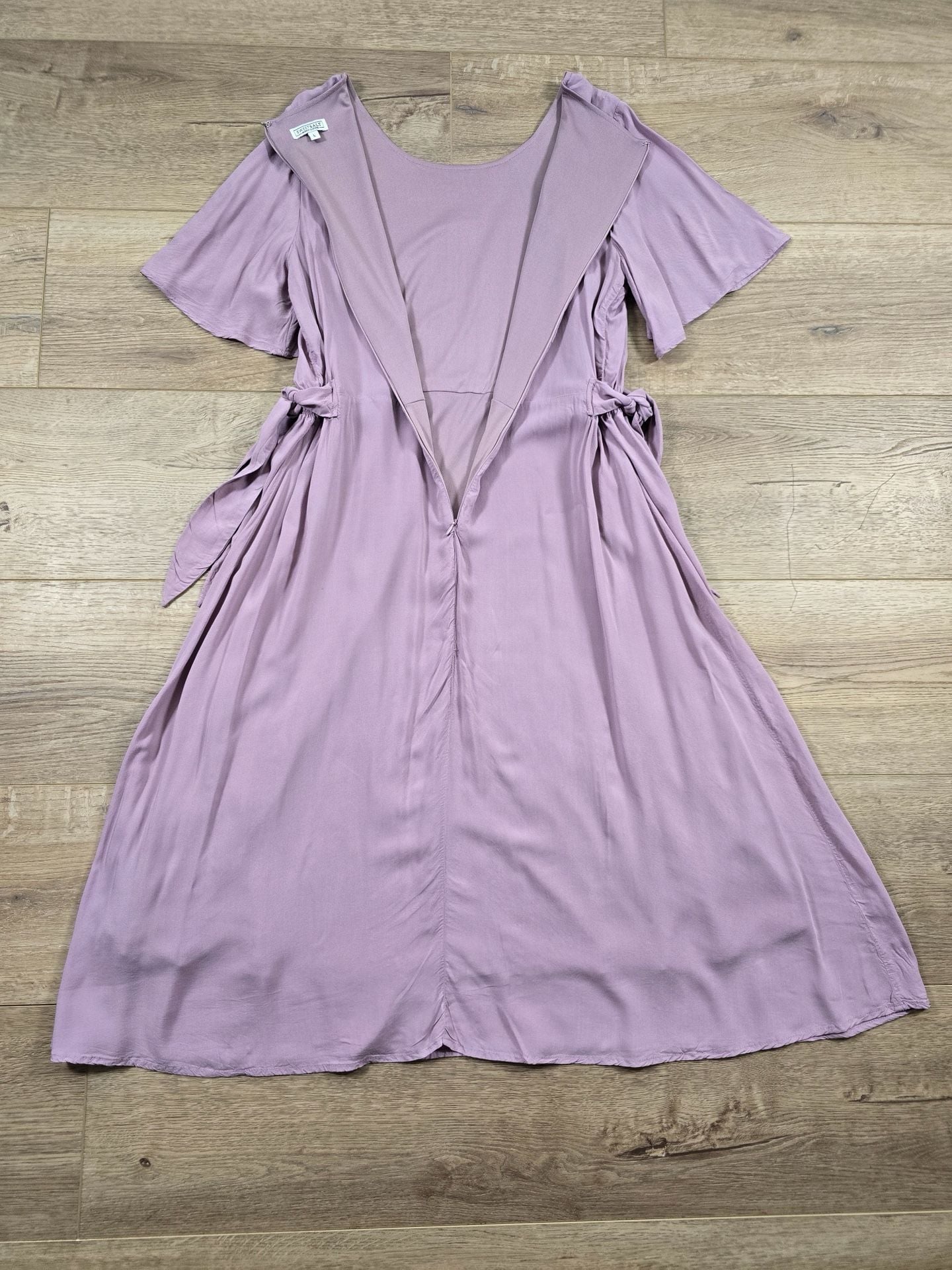 SweetSalt Purple Floral Embroidered Modest Midi Dress Side Tie Size L 5